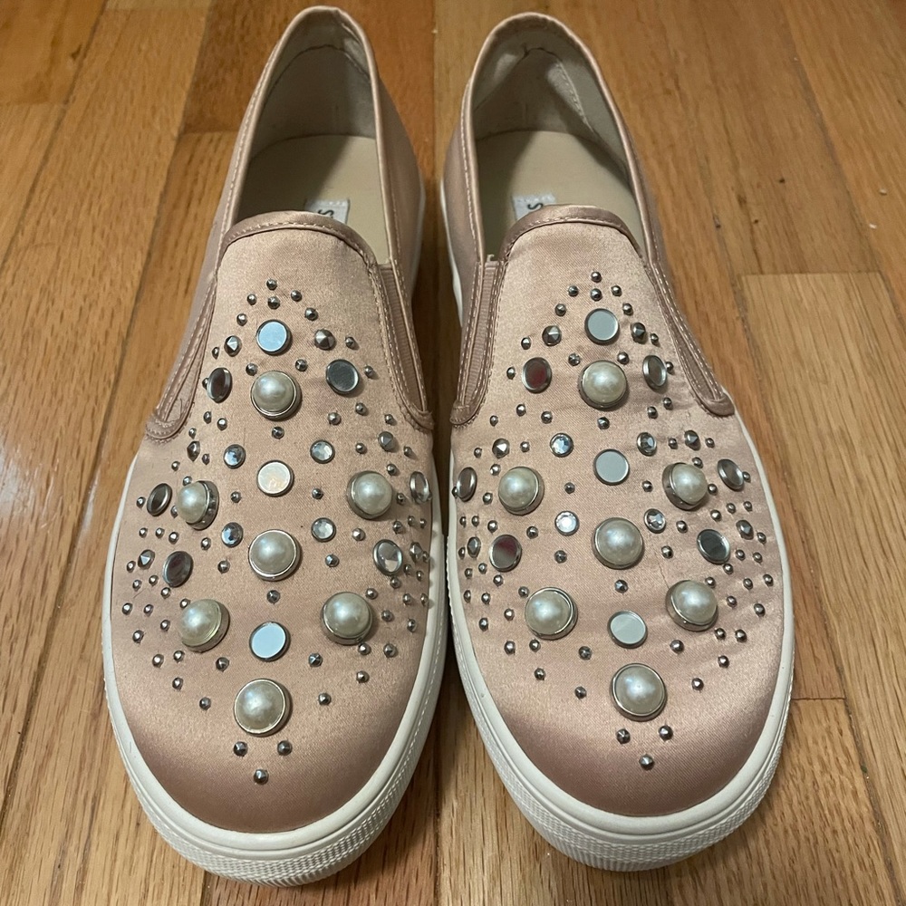 Steve Madden Glade Pink Satin Slip-On Sneakers
